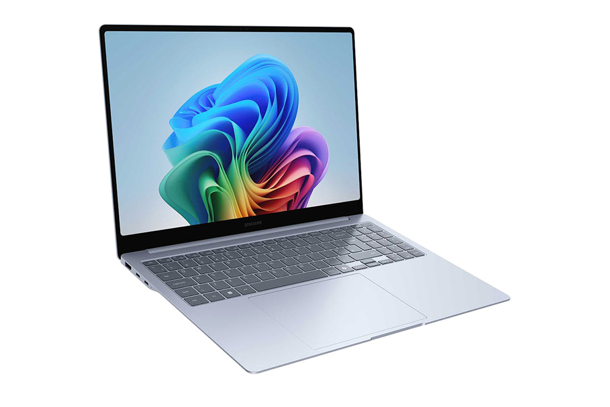 Samsung laptop with screen open