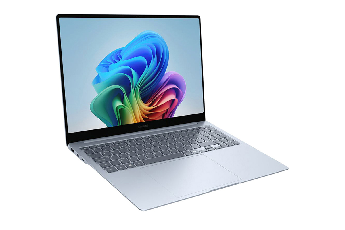 Samsung laptop with screen open