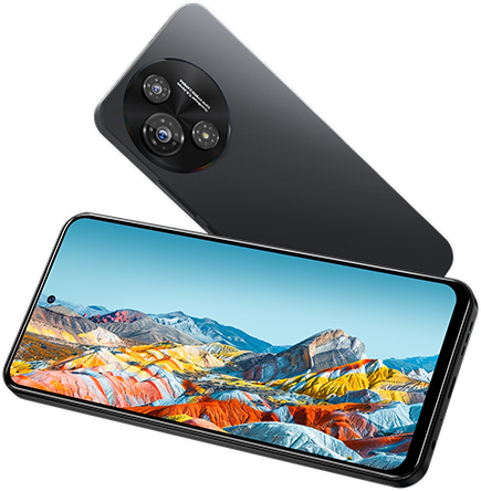 Smartphones showing front display and rear camera design