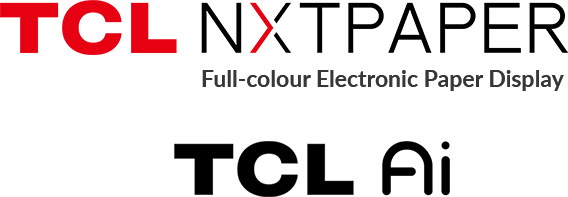 TCL NXTPAPER logo with 'Full-colour Electronic Paper Display' tagline and TCL Ai branding