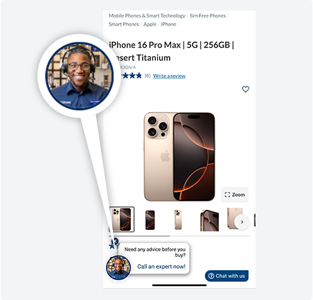 Look out for our expert across the site. Click to start a one-way video call for advice before you buy.
